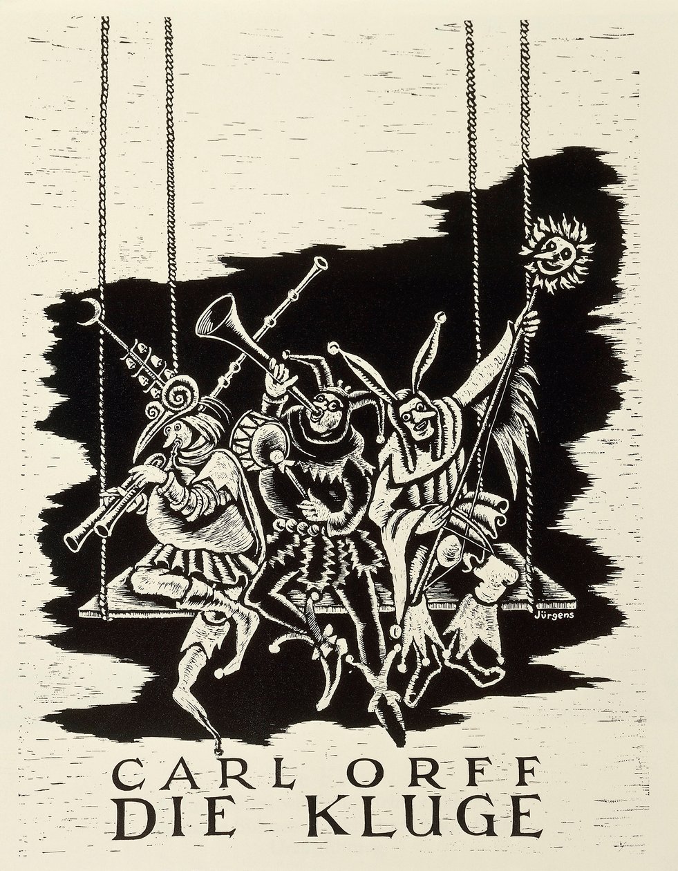 Alemanha, diessen am ammersee, Playbill para a estreia de Die Kluge (A Mulher Sábia) de Carl Orff (1895-1982) em Frankfurt de Walter Charles Mills