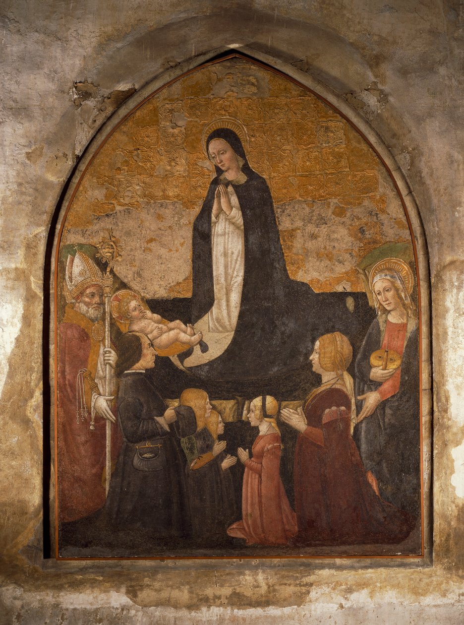 Itália, Milão, Igreja de Santa Maria Graciosa, Capela da Torre, Virgem Adorando o Menino, afresco de Walter Charles Mills