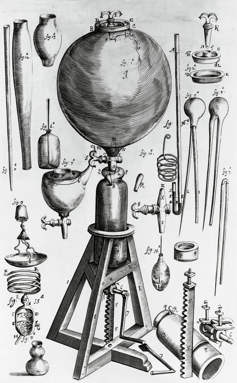Novas experiências físico-mecânicas, de Robert Boyle (1627-1691), gravura de Walter Charles Mills