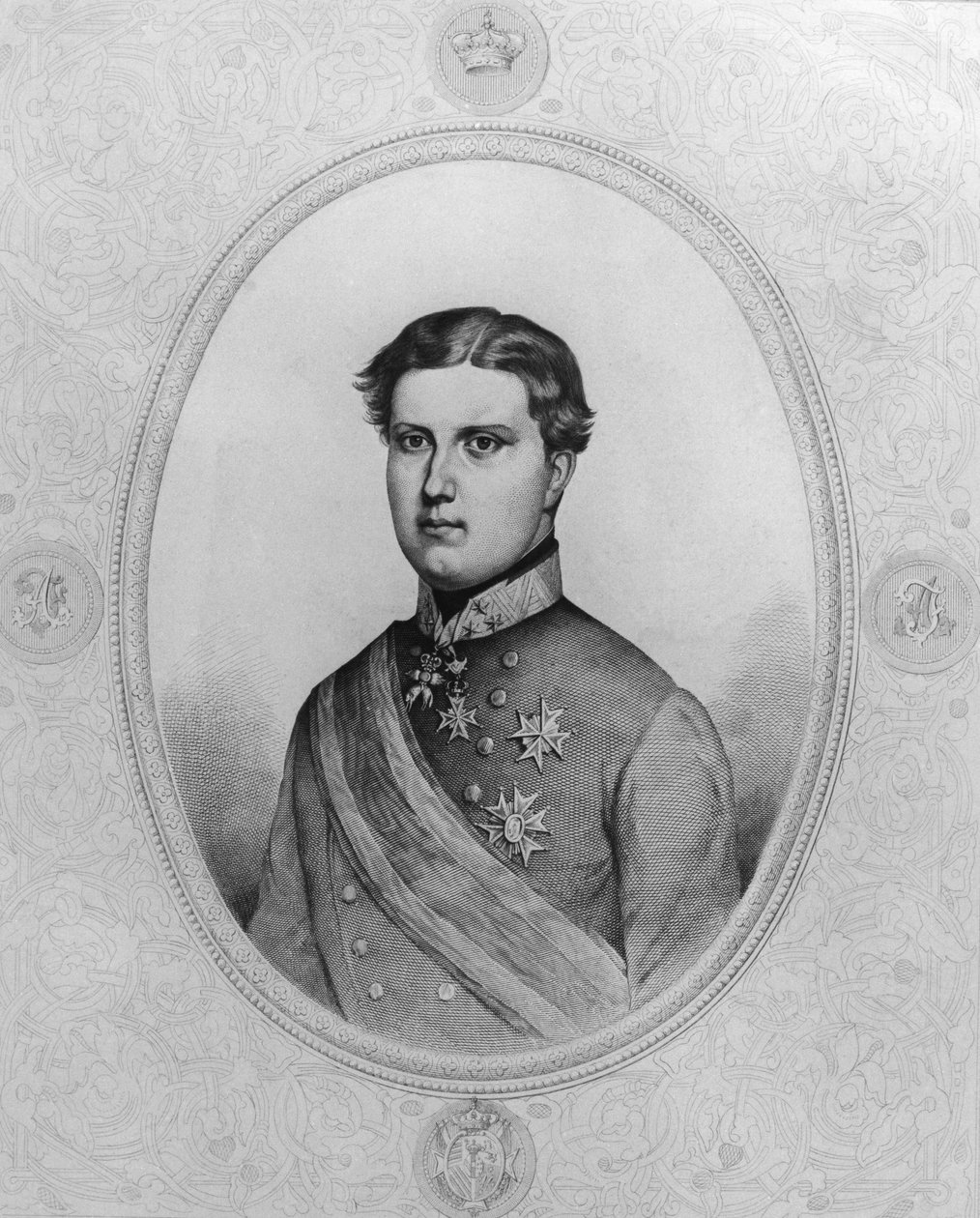 Retrato de Fernando IV de Habsburgo-Lorena (1835-1908), último Grão-Duque da Toscana de 1859 a 1860, gravura de Walter Charles Mills