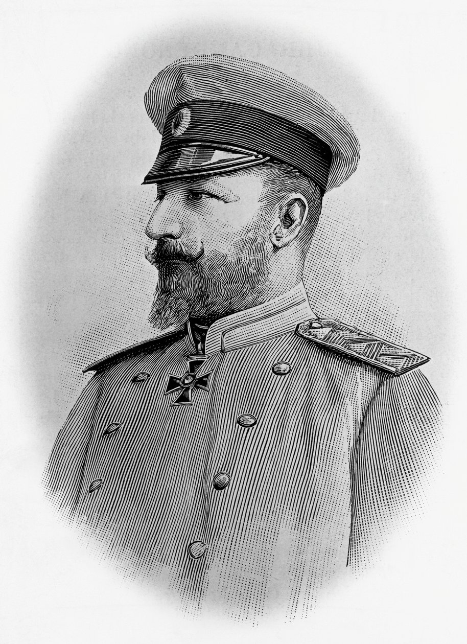 Retrato de Fernão I (1861-1948), Czar da Bulgária, gravura de Walter Charles Mills