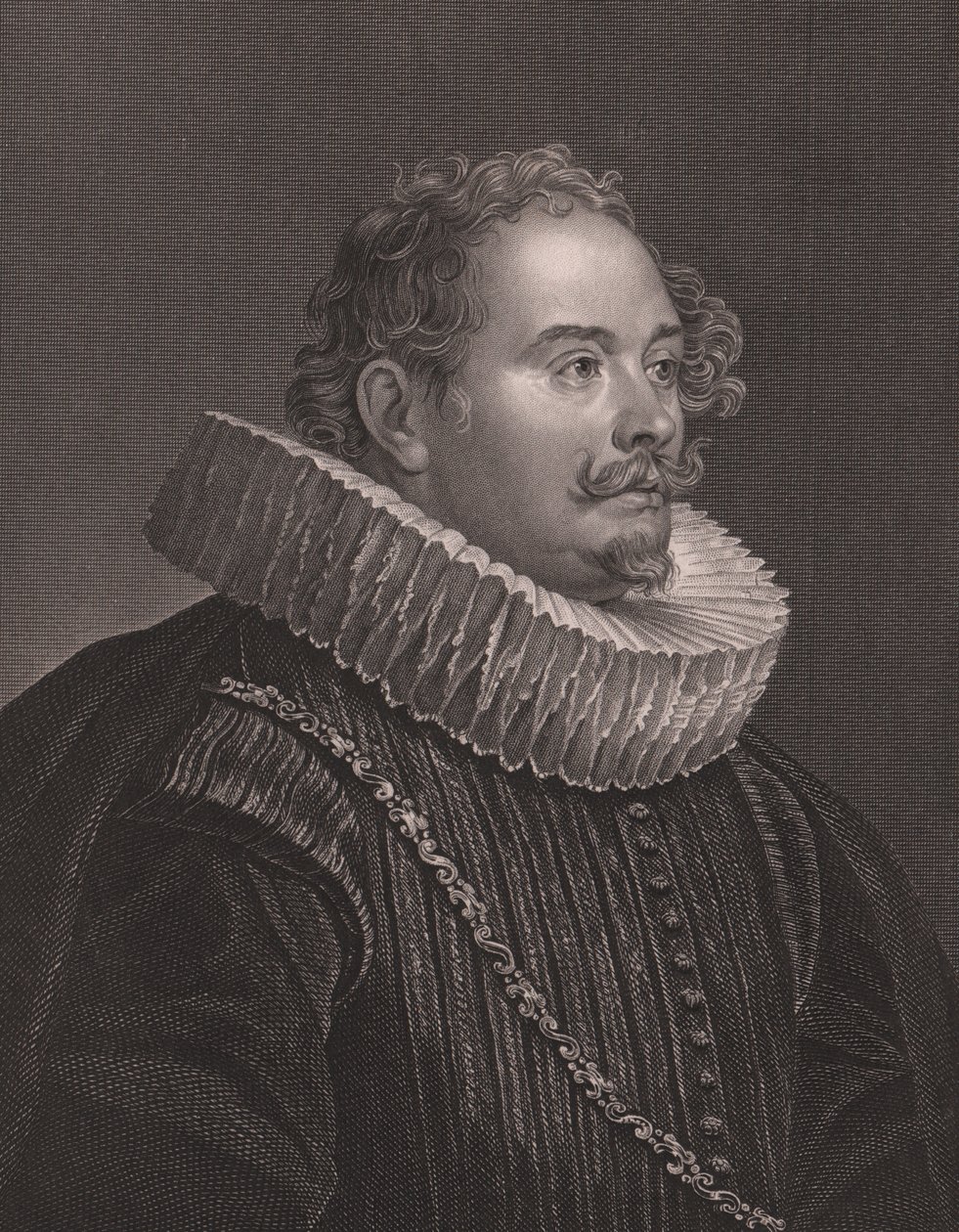 Retrato do gravador e editor alemão Martin Engelbrecht (1684-1756), gravura de D J Pound de pintura de Van Dick, da Royal Dresden Gallery de Payne, de Albert Henry Payne, H Payne Dresden e Leipzig Publisher, cerca de 1840 de Walter Charles Mills