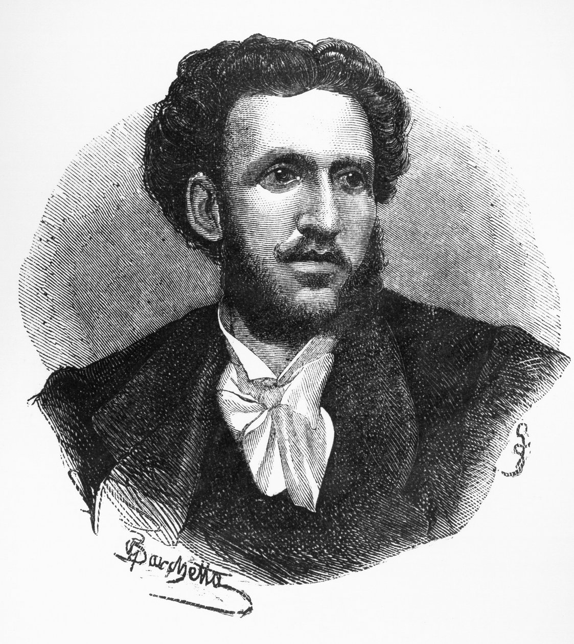 Retrato de Iginio Ugo Tarchetti (1839-1869), autor, poeta e jornalista italiano, gravura de Walter Charles Mills