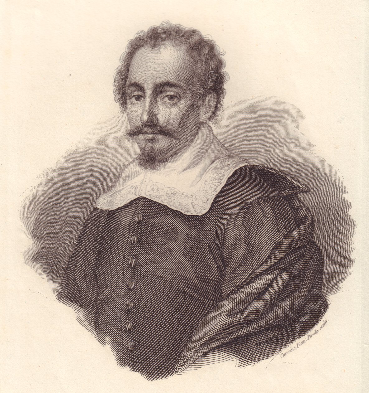 Retrato do geógrafo italiano Jacopo Cantelli (1643-1695), gravura em cobre de Caterina Piotti-Pirola de Walter Charles Mills