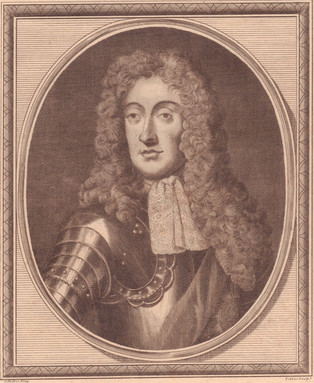 Retrato de James II da Inglaterra (1633-1701), gravura em cobre de John Goldar (1729-1795) de pintura de G Kneller de Walter Charles Mills