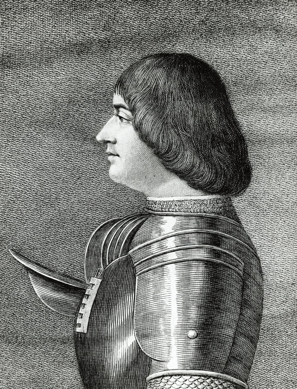 Retrato de Ludovico Sforza, conhecido como Il Moro (1452-1508), Duque de Milão, gravura de Walter Charles Mills