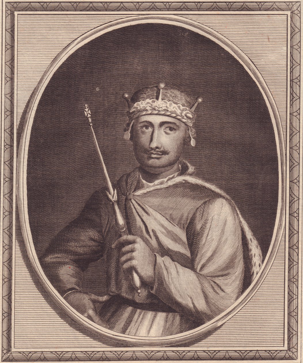 Retrato de William II da Inglaterra (1056-1100), também conhecido como Rufus, gravura em cobre de John Goldar (1729-1795) de Walter Charles Mills