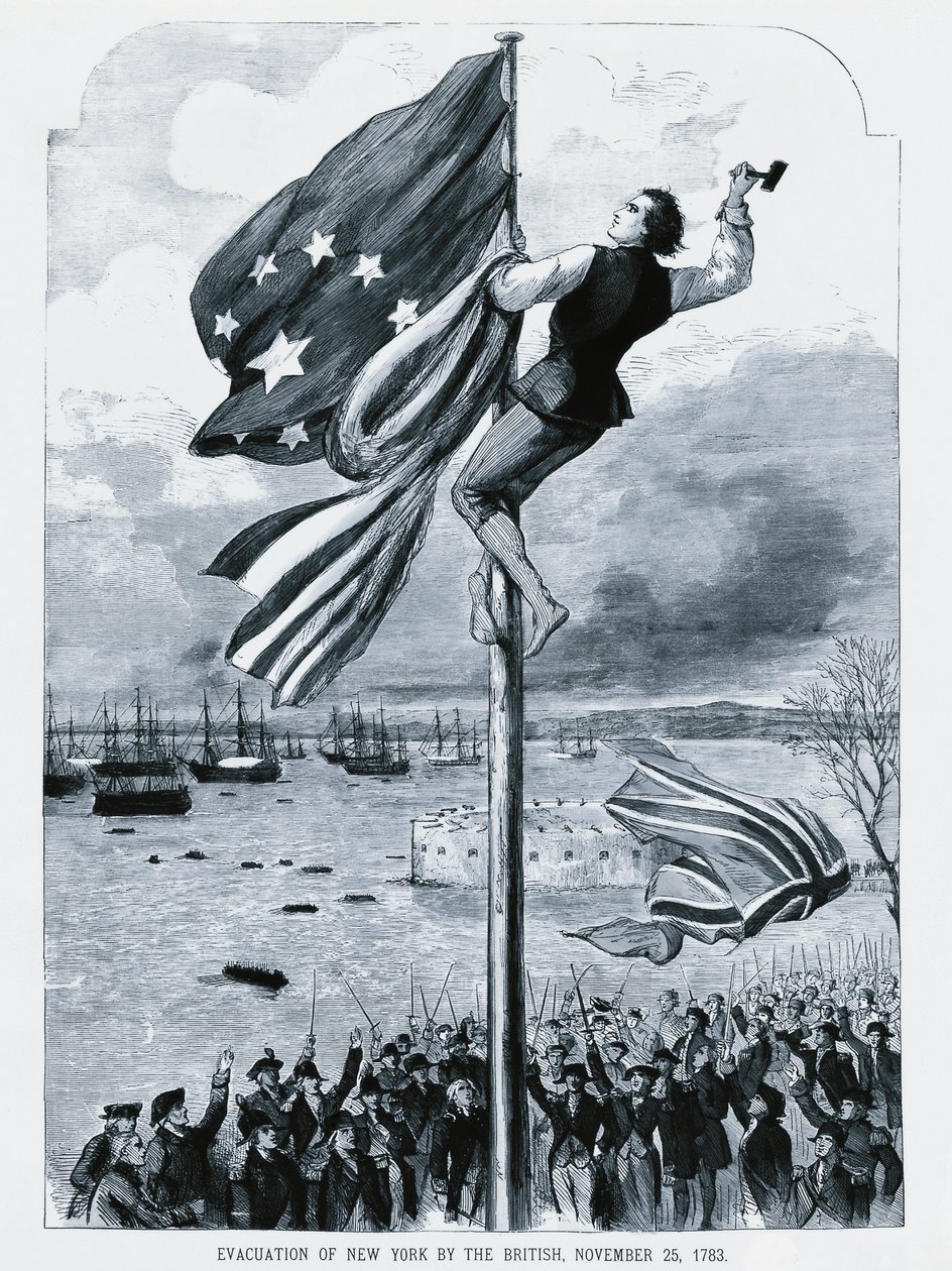 Os britânicos abandonam Nova York, quando a bandeira americana é hasteada, 25 de novembro de Walter Charles Mills