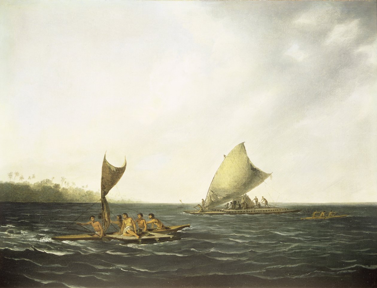 Canoas de Tonga (óleo sobre tela) de John (attr. to) Webber