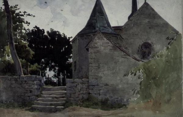 Vista, de, um, igreja, 19o século de John Absolon