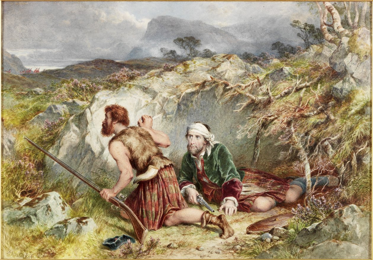 Fugitivos de Culloden (aquarela e bodycolour a bordo) de John Adam P. Houston
