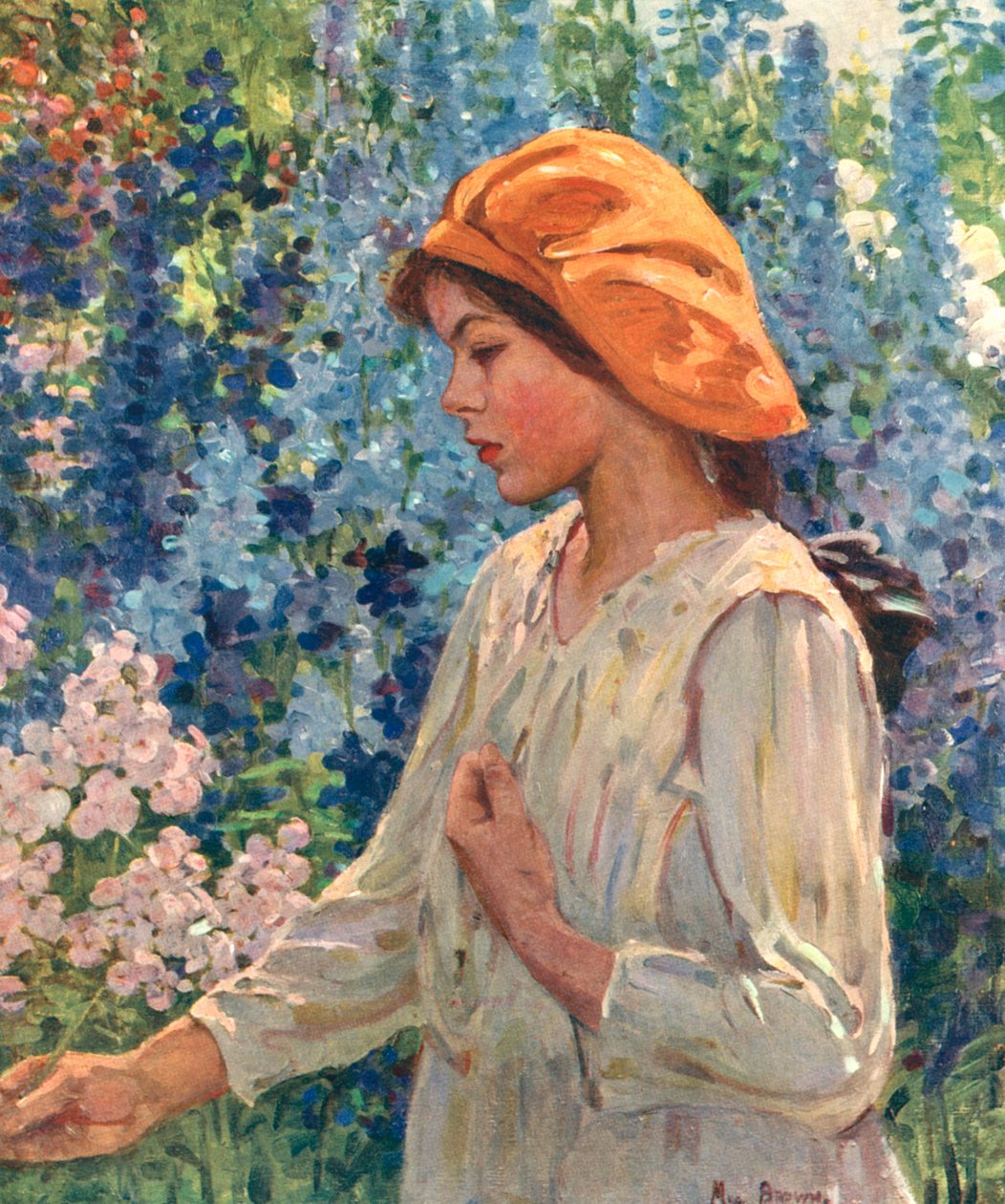 Delphiniums, Prato de livro de John Alfred Arnesby Brown