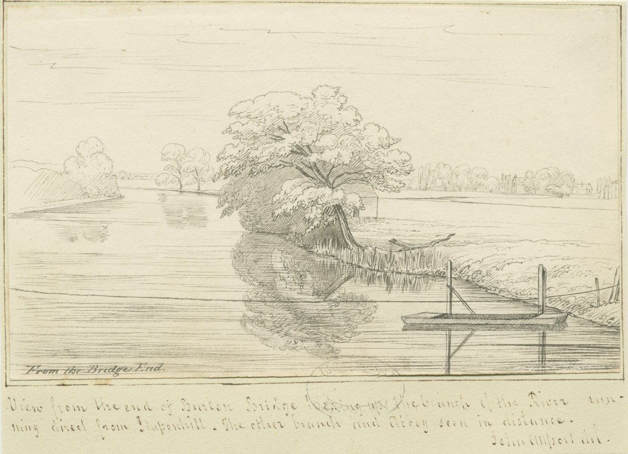 Burton-upon-Trent - Rio Trent: desenho com caneta e tinta, nd [1799-1854] (desenho) de John Allport