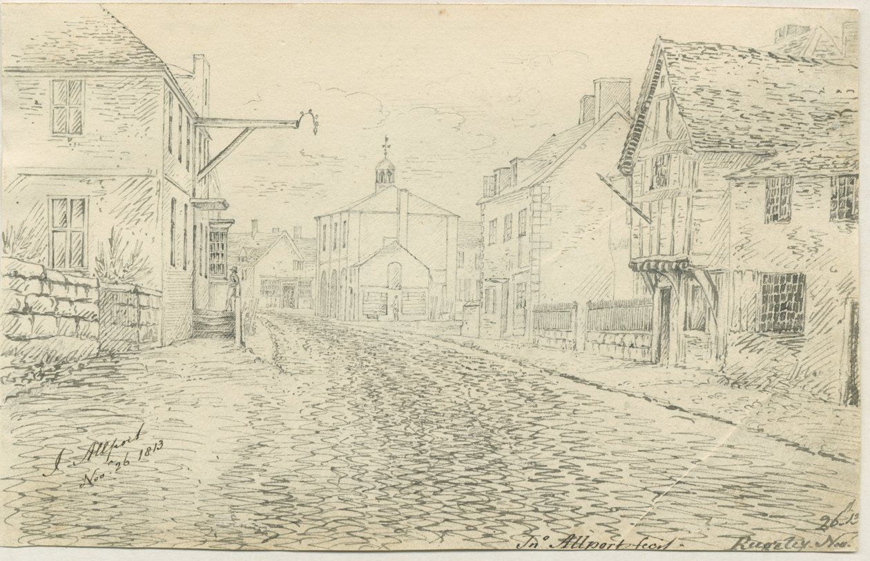 Rugeley Town: desenho a caneta e tinta, 26 de novembro de 1813 de John Allport