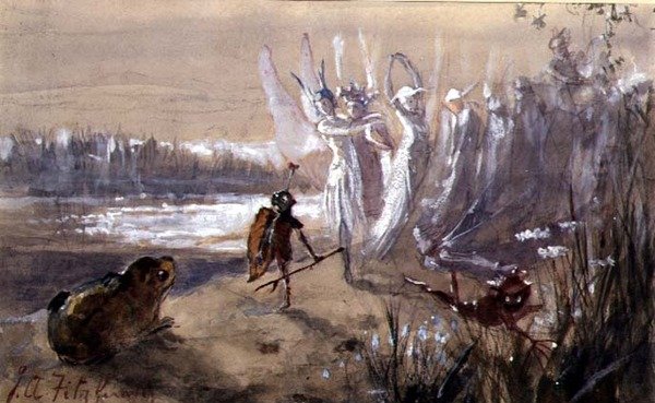 Uma Parada na Procissão das Fadas (aguarela, guache no papel) de John Anster Fitzgerald
