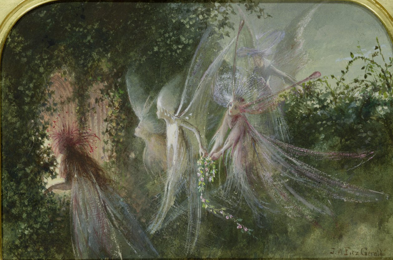 Fadas em uma janela, c.1864 (wc e guache) de John Anster Fitzgerald