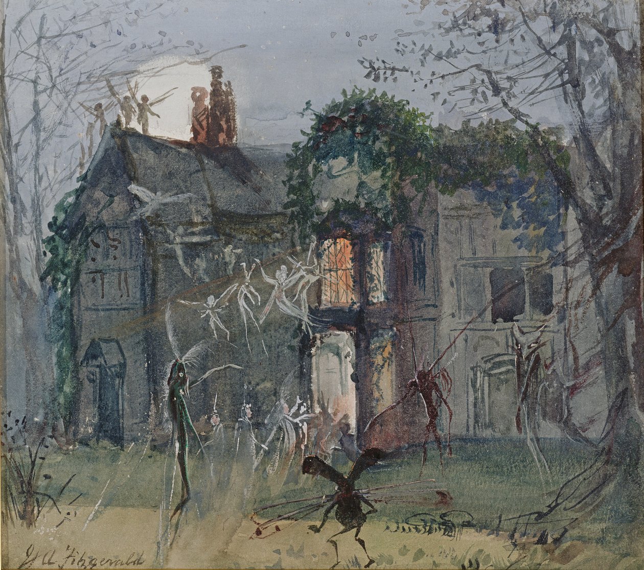 O velho salão, fadas ao luar de John Anster Fitzgerald