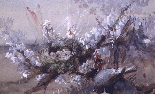 "Quem matou o Cock Robin?" (aguarela) de John Anster Fitzgerald