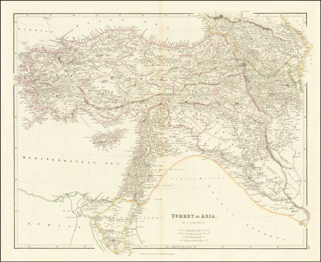 Mapa de 1840 da Turquia na Ásia de John Arrowsmith