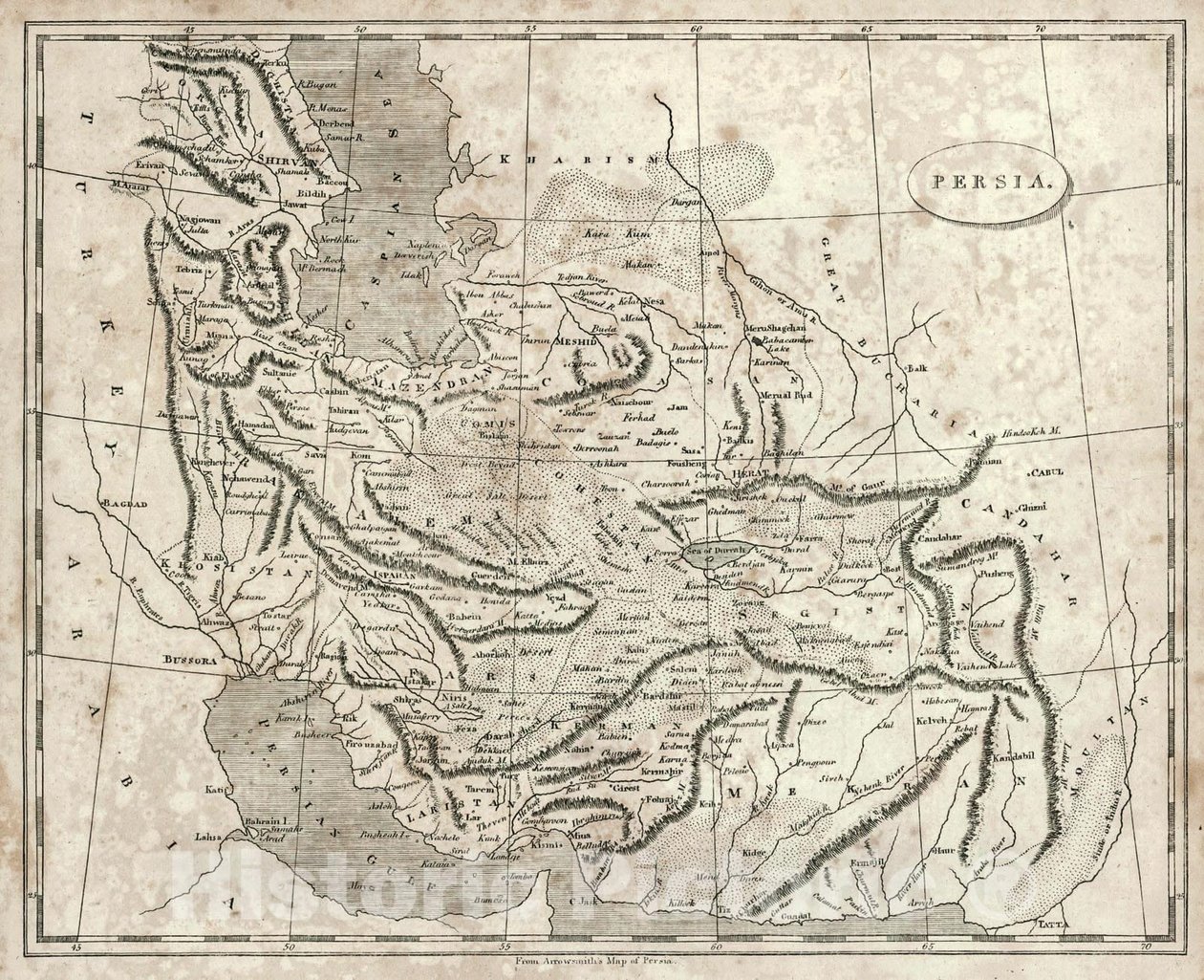 Mapa da Pérsia de Arrowsmith, 1819 de John Arrowsmith