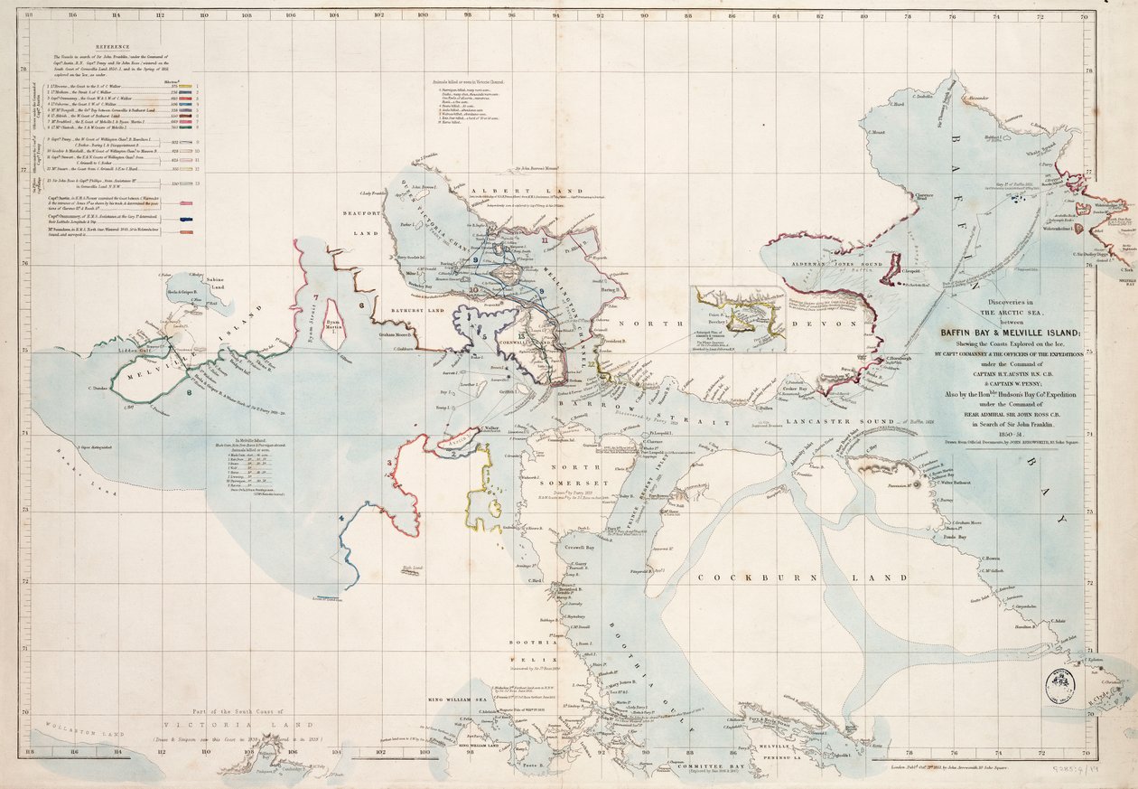 Descobertas no mar Ártico entre a baía de Baffin e a ilha de Melville de John Arrowsmith