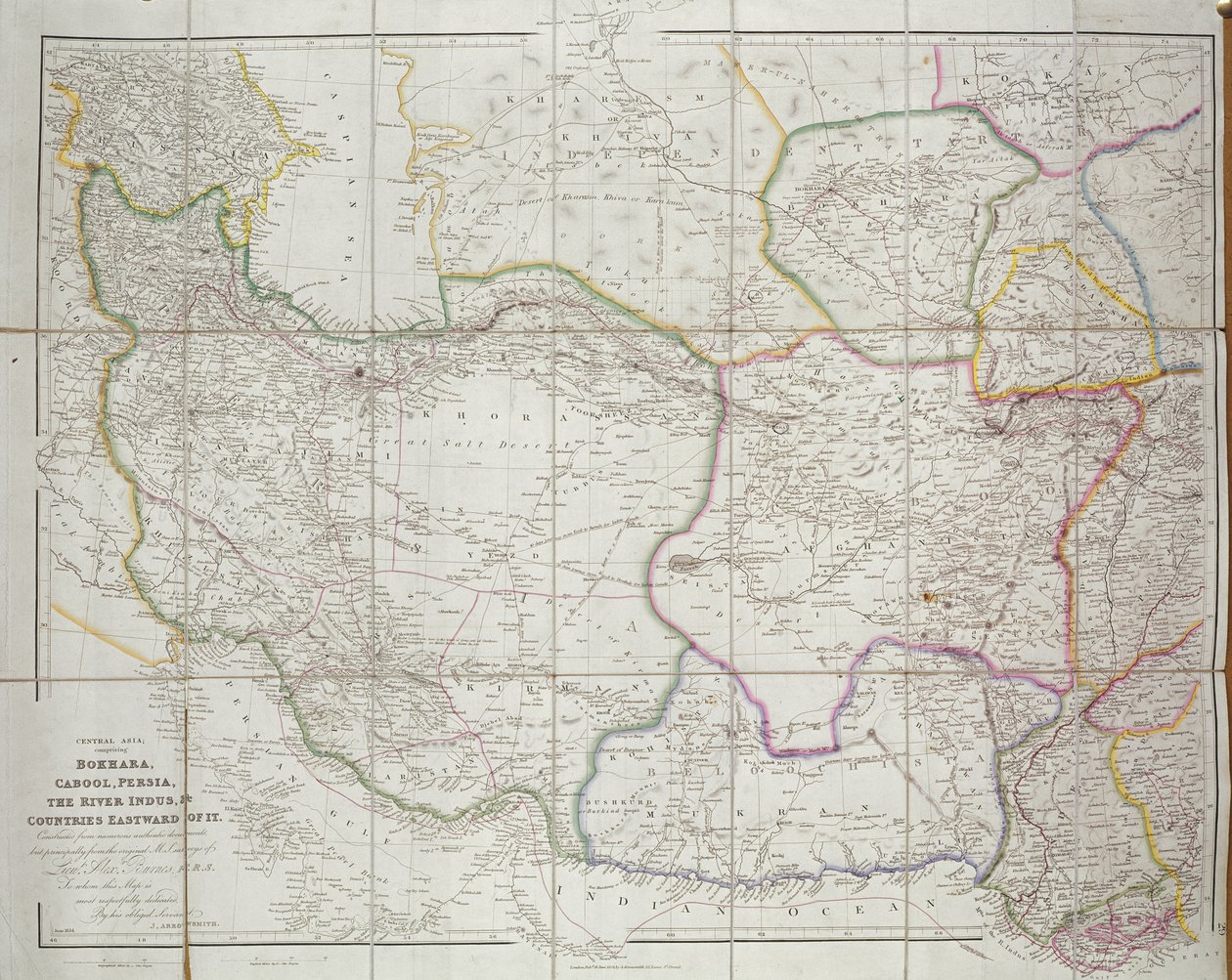 Mapa da Ásia Central, 1834 de John Arrowsmith