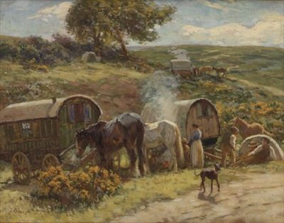 Um acampamento cigano (placa) de John Atkinson