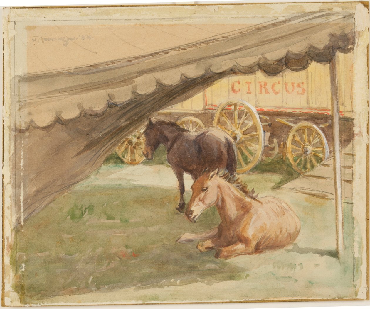 Dois cavalos descansando, 1884 de John Atkinson