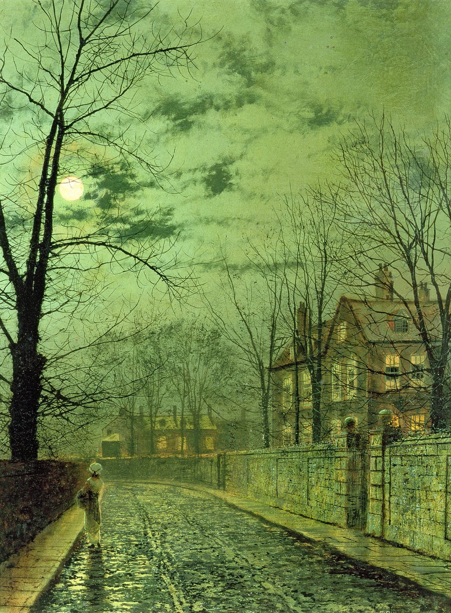 Uma estrada enluarada de John Atkinson Grimshaw