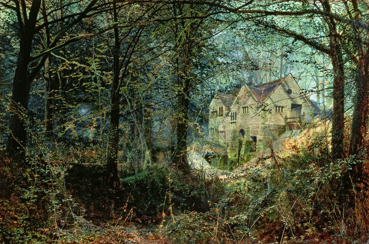 Glória de outono: o velho moinho de John Atkinson Grimshaw