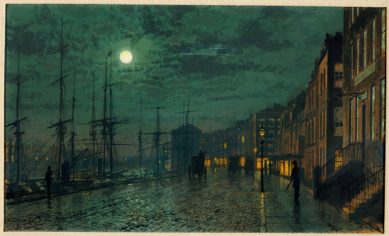 Docas da cidade por Moonlight de John Atkinson Grimshaw