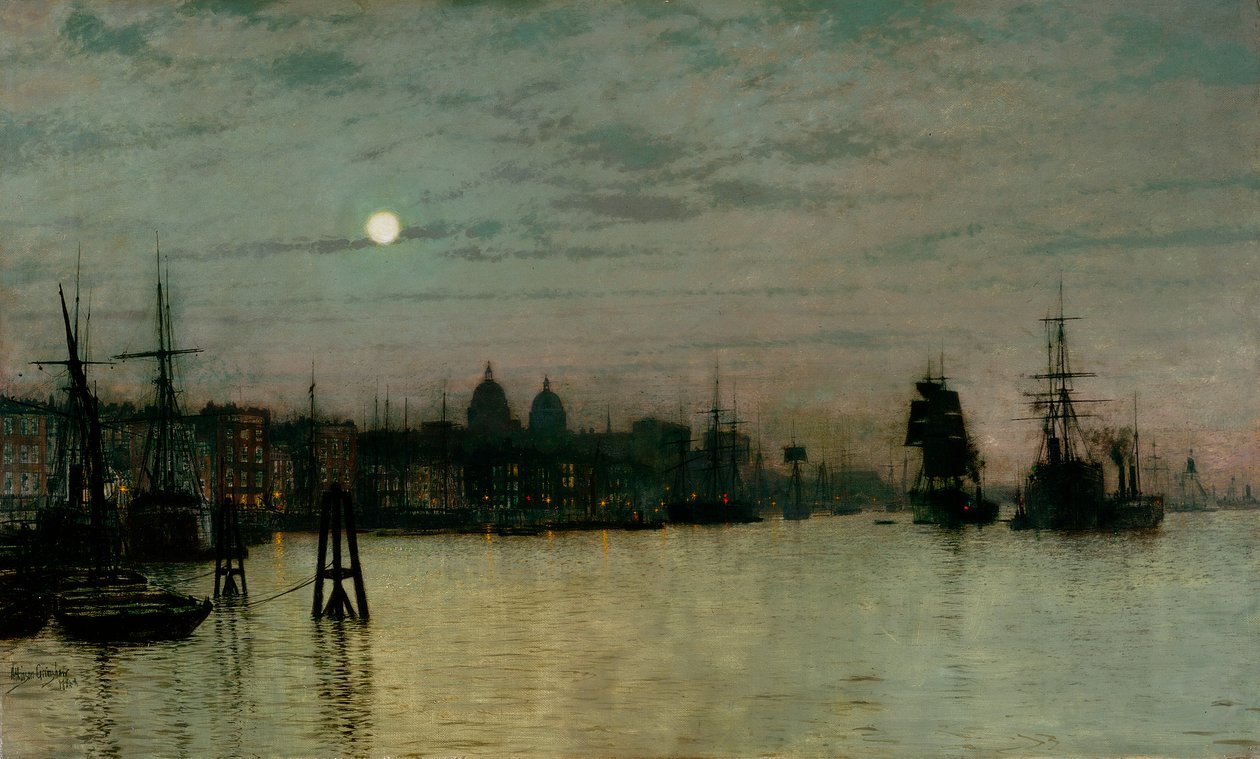 Greenwich, meia maré, 1884 de John Atkinson Grimshaw