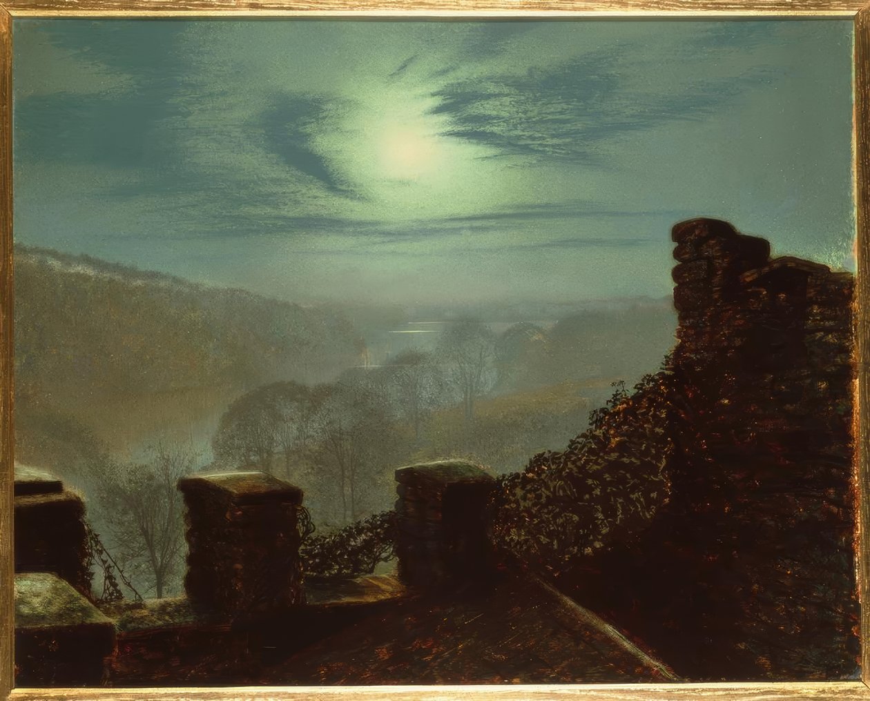 JAGrimshaw, Lua cheia atrás da nuvem de cirro de Roundhay P. de John Atkinson Grimshaw