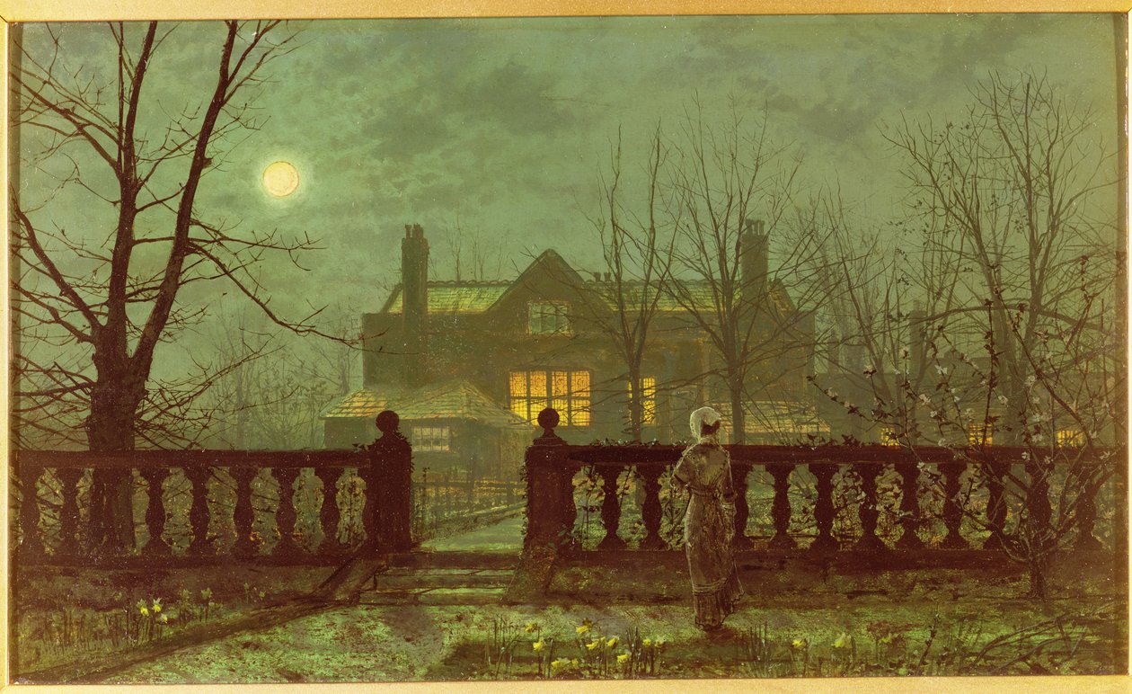 Senhora em um jardim ao luar, 1892 de John Atkinson Grimshaw