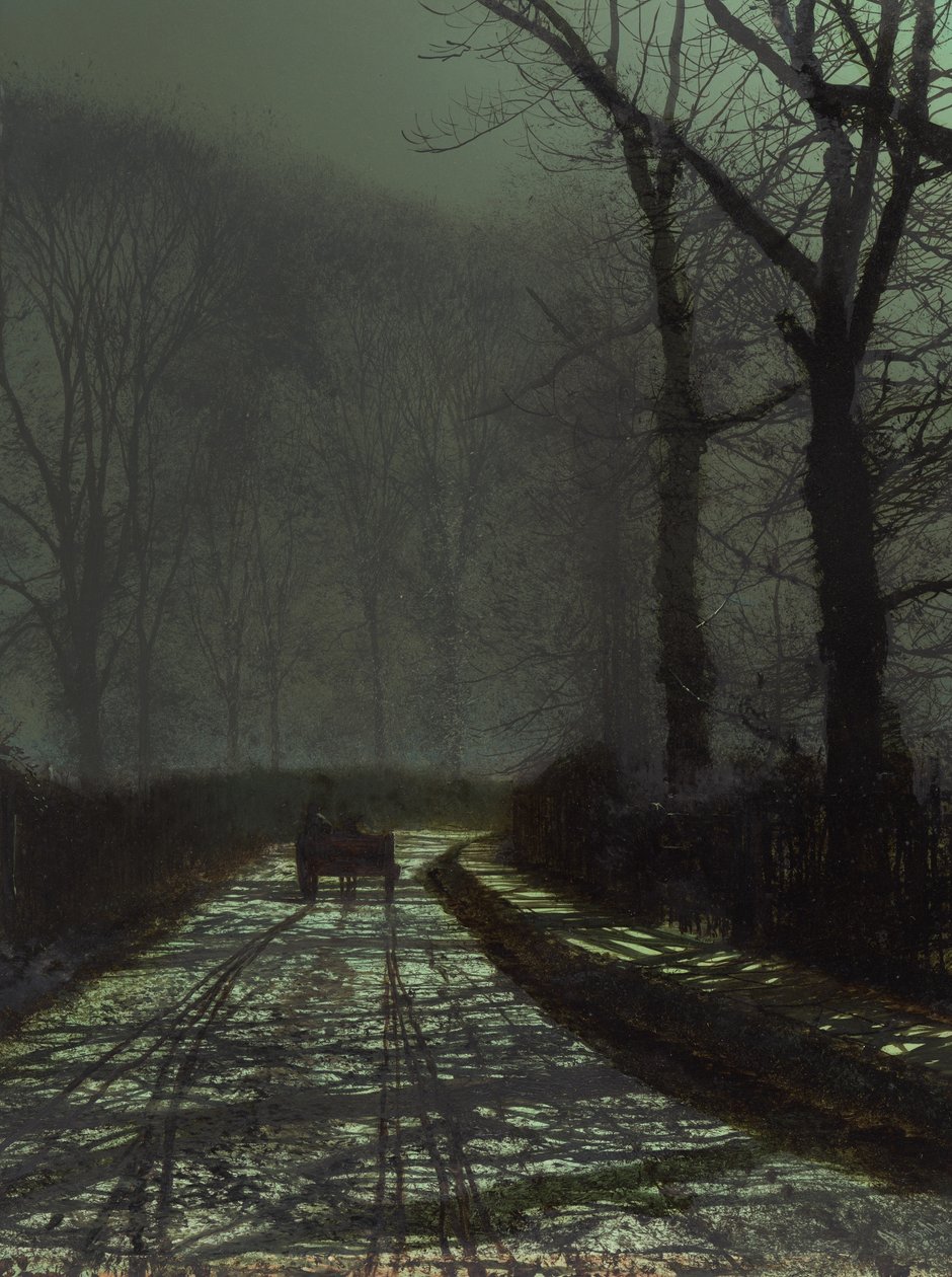 Cena da faixa de rodagem à noite de John Atkinson Grimshaw