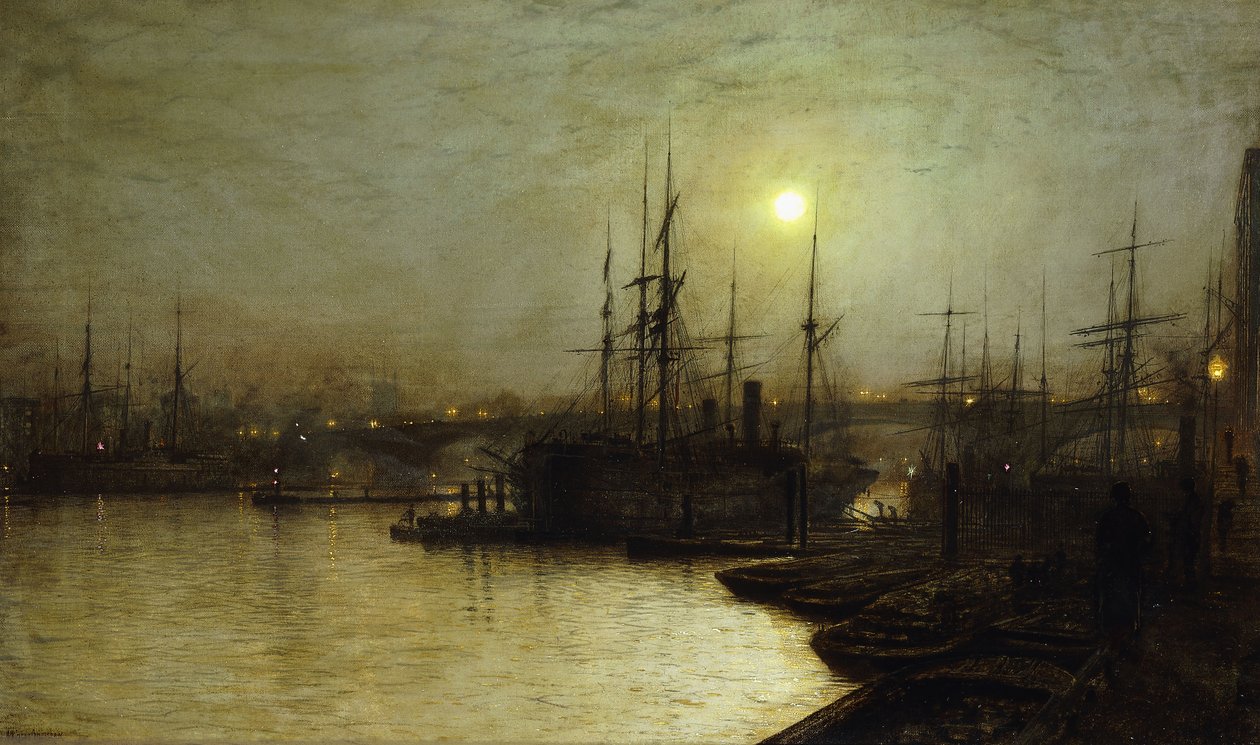 Trabalho noturno, Billingsgate Wharf, de John Atkinson Grimshaw