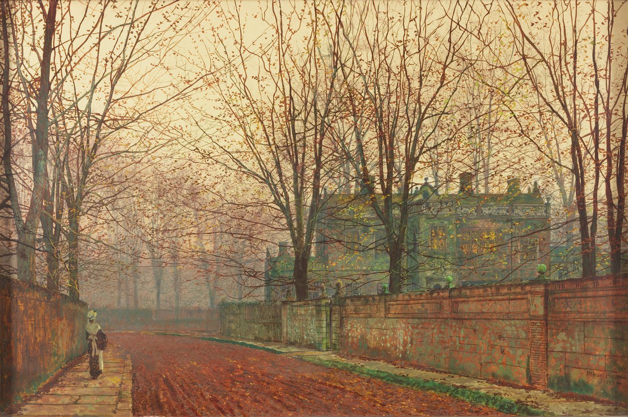 Manhã de novembro, Knostrop Hall, Leeds de John Atkinson Grimshaw