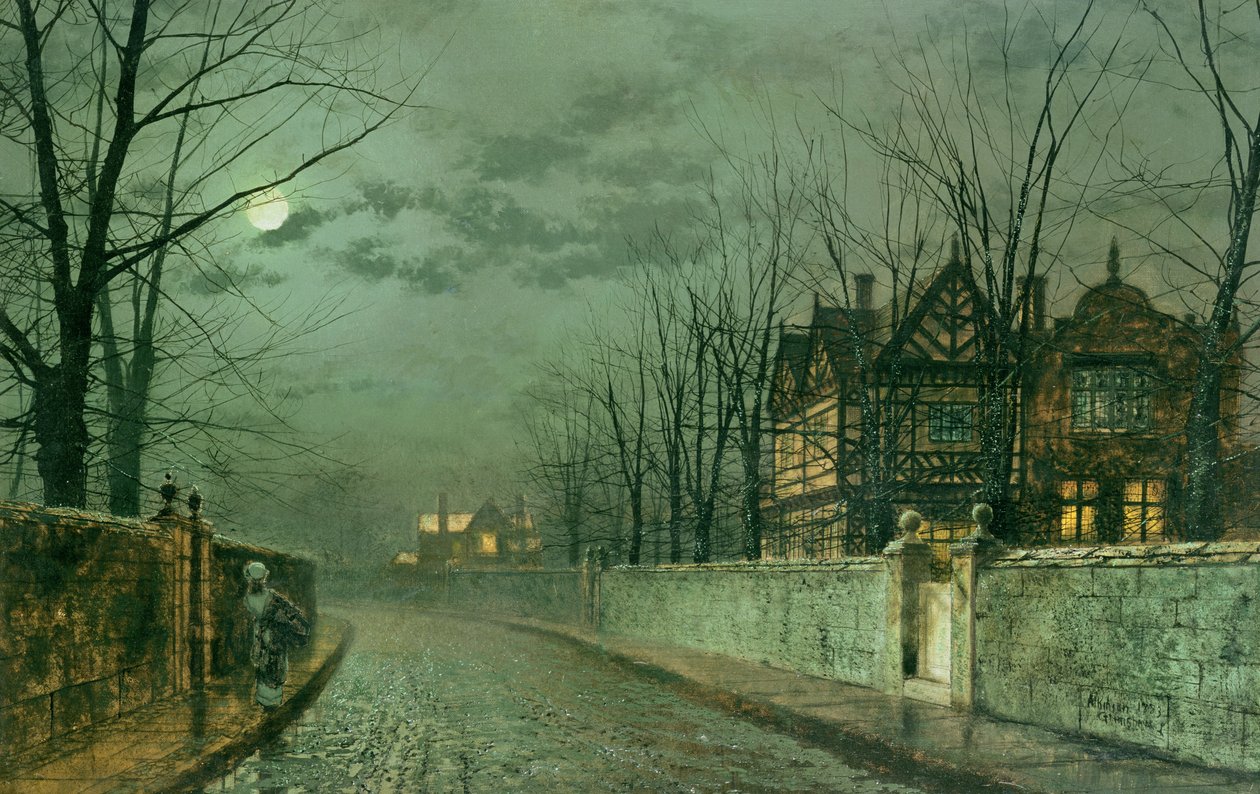 Antiga casa inglesa, luar depois da chuva, 1883 de John Atkinson Grimshaw