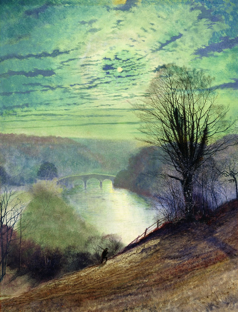 On the Tees, perto do Barnard Castle, c.1868 (aquarela e guache sobre papel) de John Atkinson Grimshaw