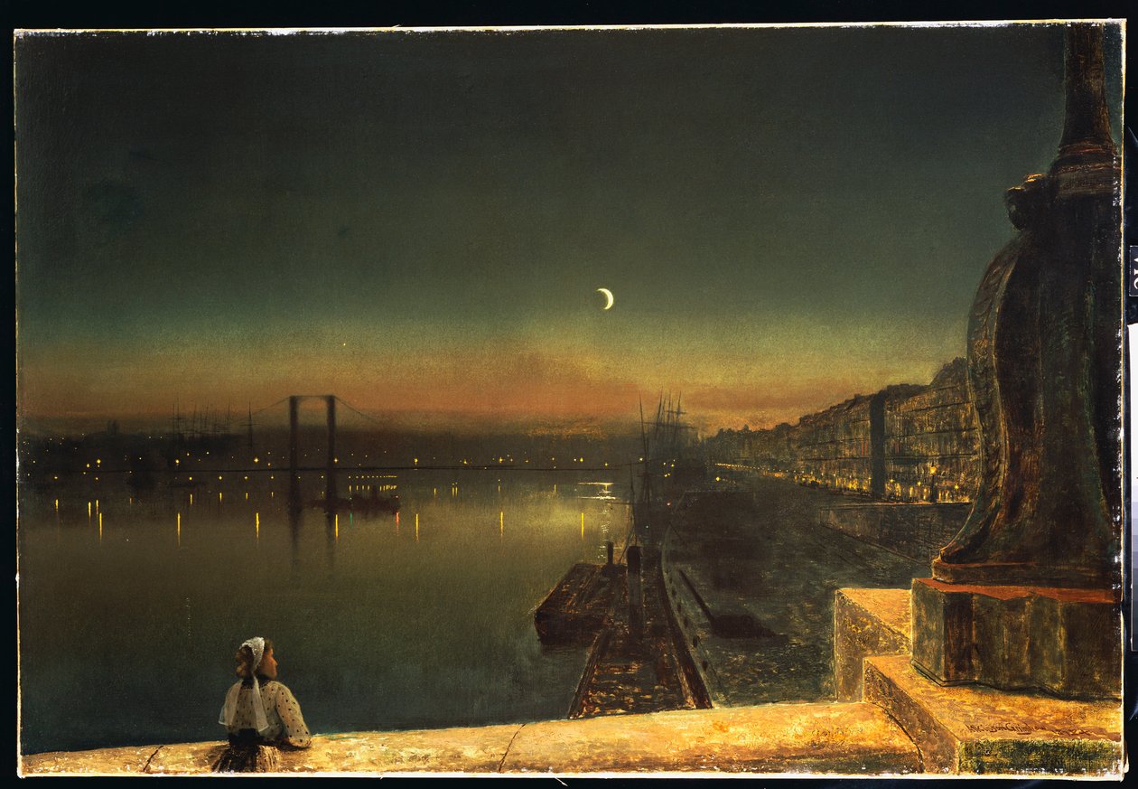 Rouen à noite do Pont de Pierre, 1878 de John Atkinson Grimshaw