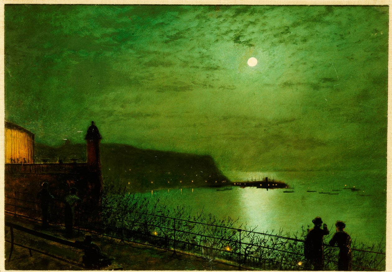 Scarborough ao luar a partir das etapas do Grand Hotel de John Atkinson Grimshaw