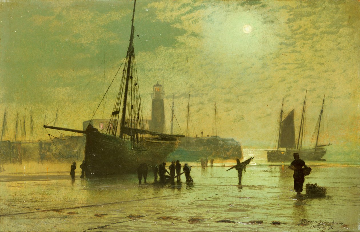 O farol em Scarborough, 1877 de John Atkinson Grimshaw