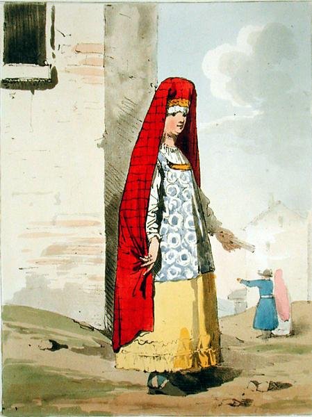 A Merchants Wife, gravada pelo artista, publicada em 1804 (ver também 169211) de John Augustus Atkinson