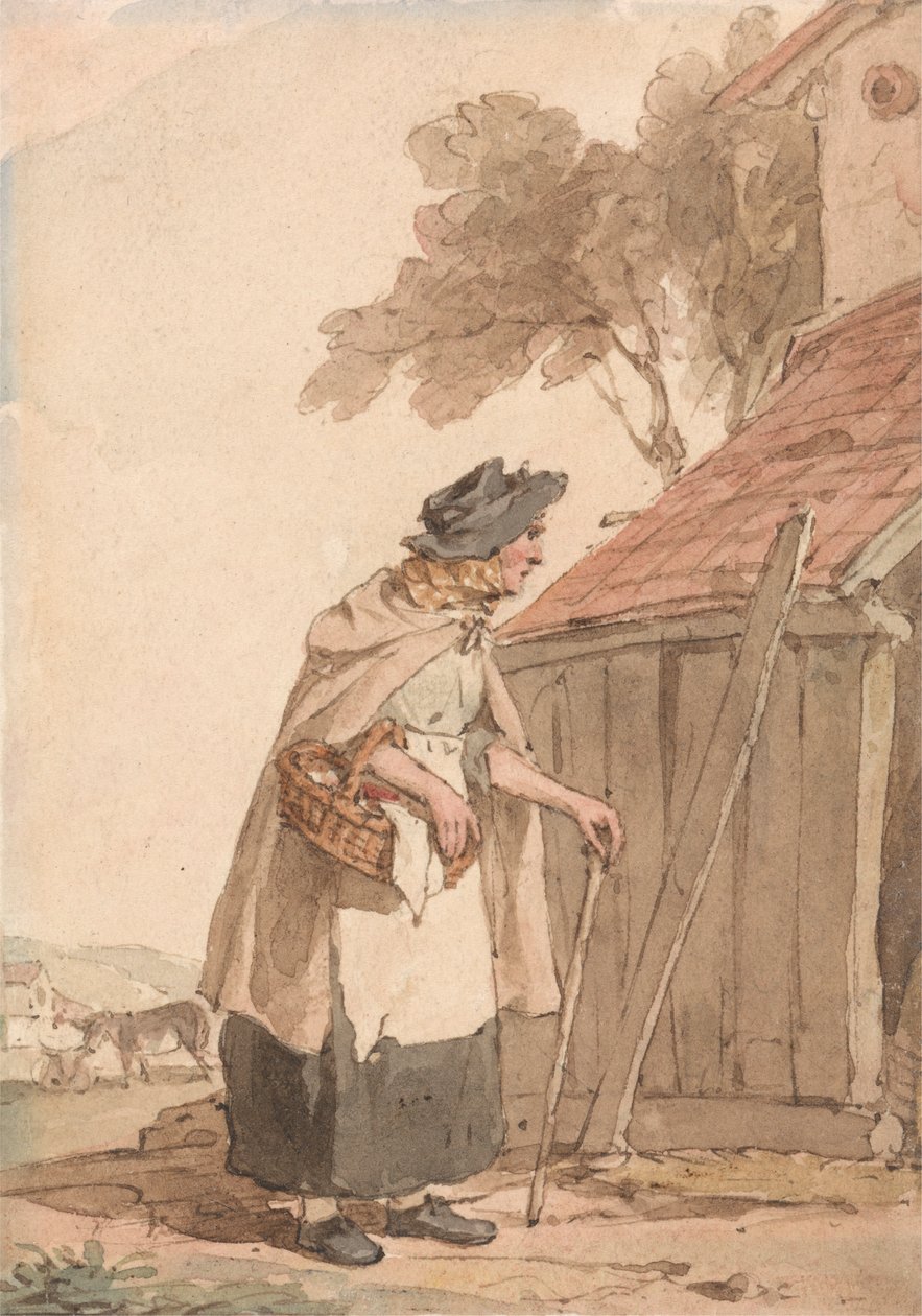 Uma velha mulher carregando um cesto de John Augustus Atkinson