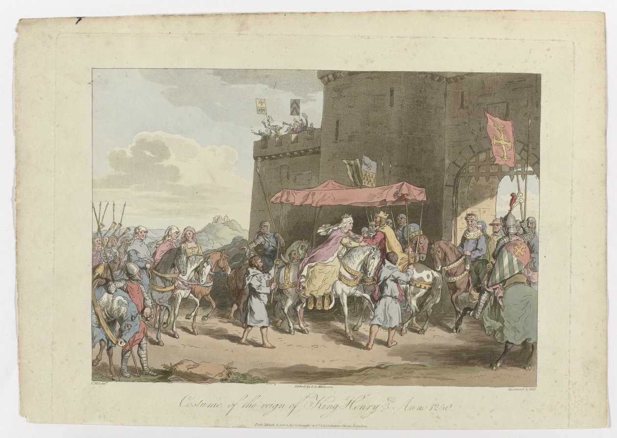 Traje do reinado do Rei Henrique 3, Anno 1250, 1 de Março de 1814 de John Augustus Atkinson