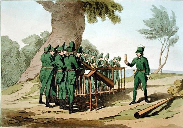 Horn Music, gravada pelo artista, publicada em 1803 (cor litho) de John Augustus Atkinson