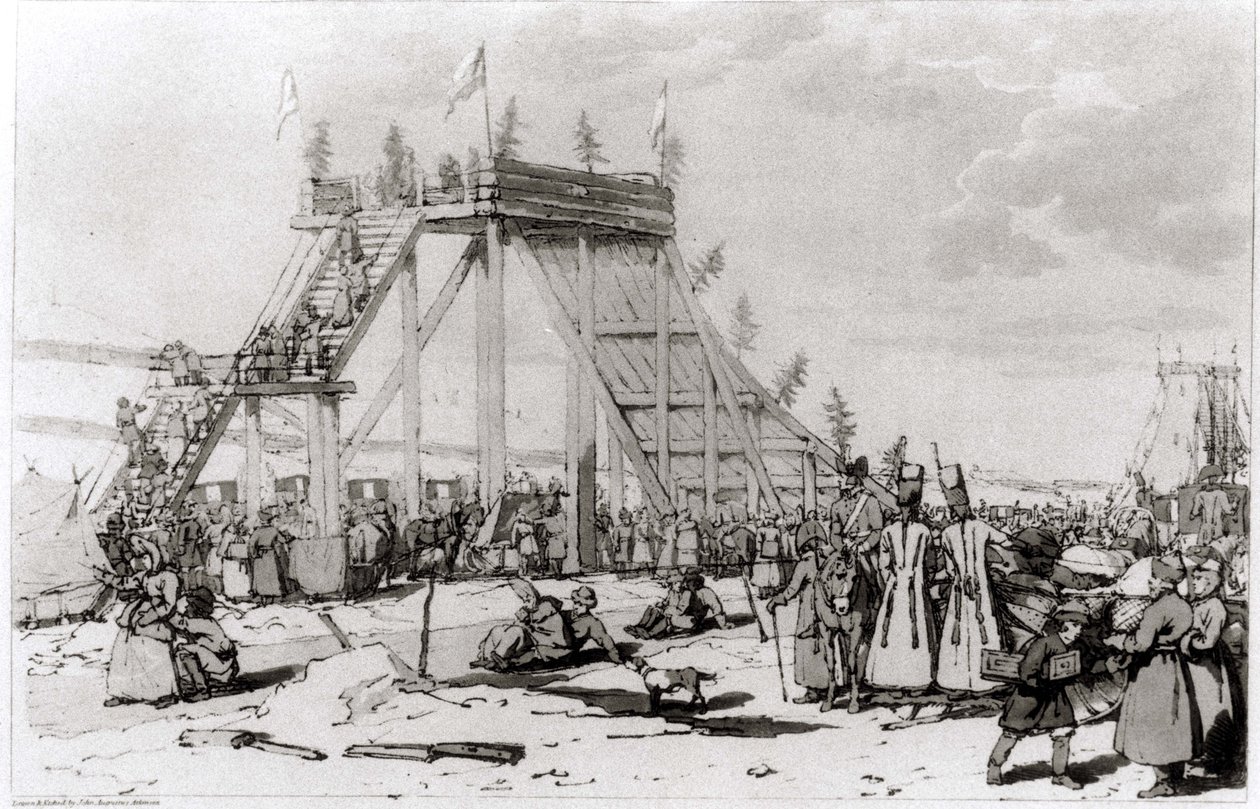 Ice Hills, de "Uma representação pitoresca das maneiras, costumes e divertimentos dos russos", de John Atkinson e James Walker, publicado em 1804 de John Augustus Atkinson