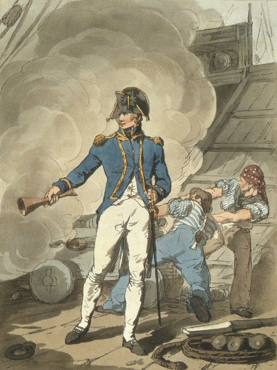 Post Capitão do traje da Grã-Bretanha, gravado pelo artista, pub. por William Millar e James Walker, 1807 (gravura colorida) de John Augustus Atkinson