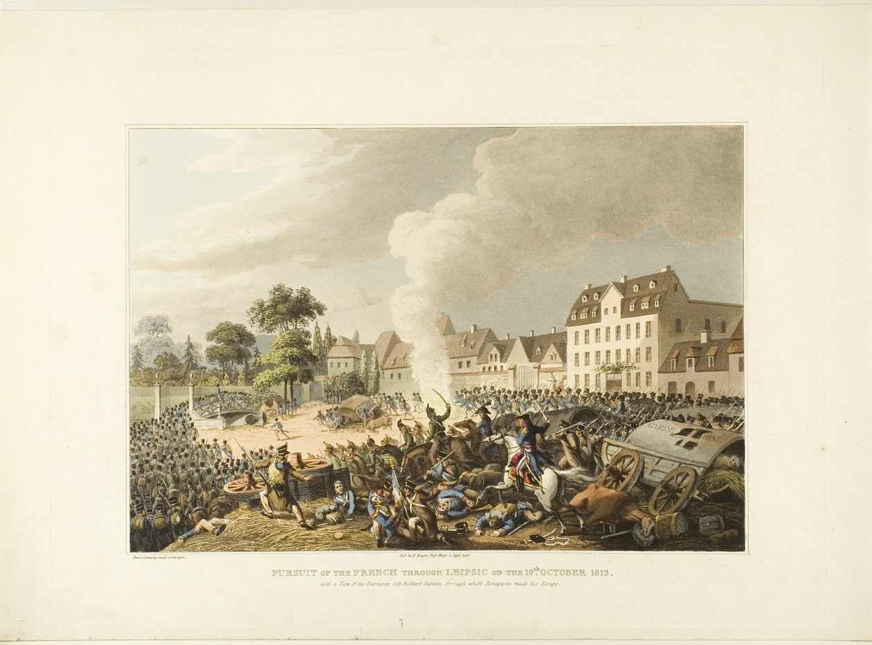 Perseguição dos franceses através de Leipzig de John Augustus Atkinson