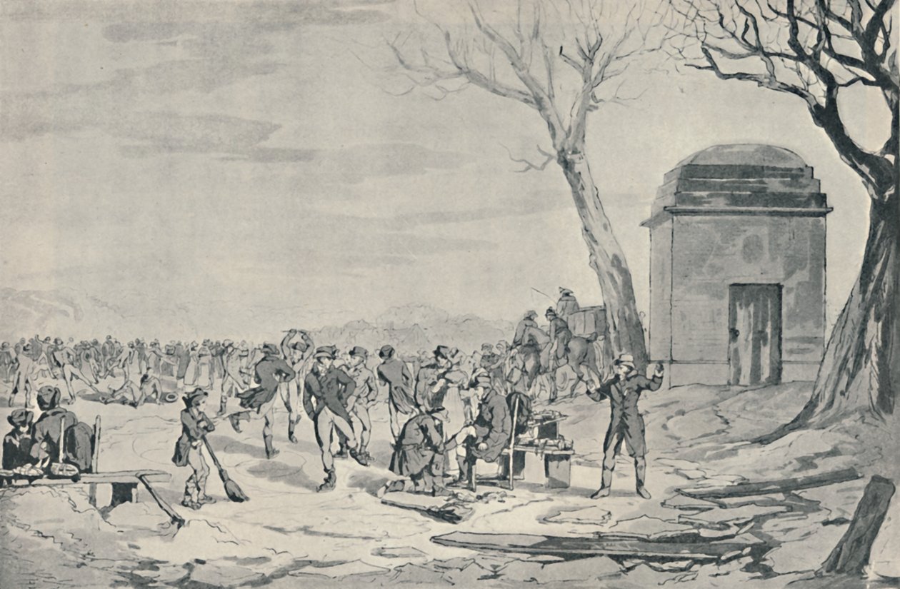 Patinando no Hyde Park, 1807, 1920 de John Augustus Atkinson